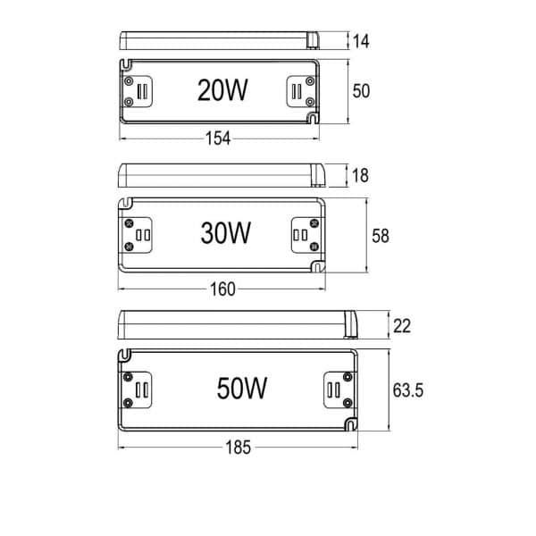 Independent LED power supply flat up to 50W 12V/24V