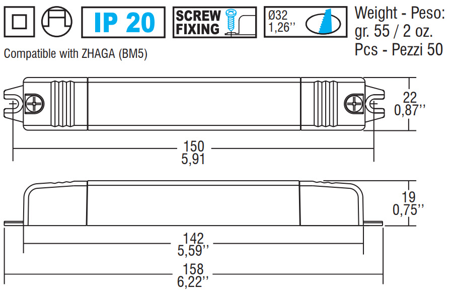SLIM/U Treiber - Maße SLIM/U Treiber - Maße