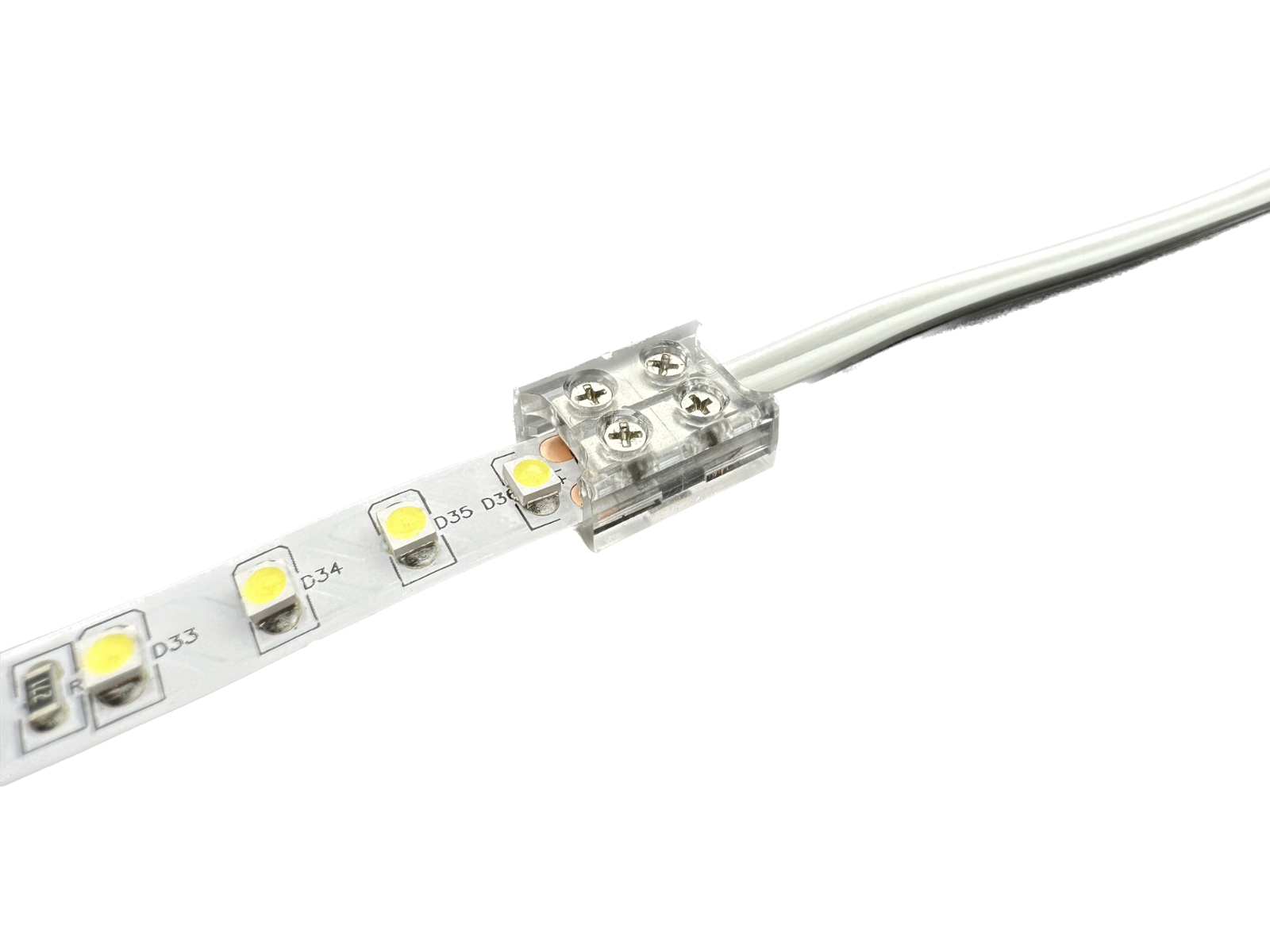 Connection terminals for LED strip to cable
