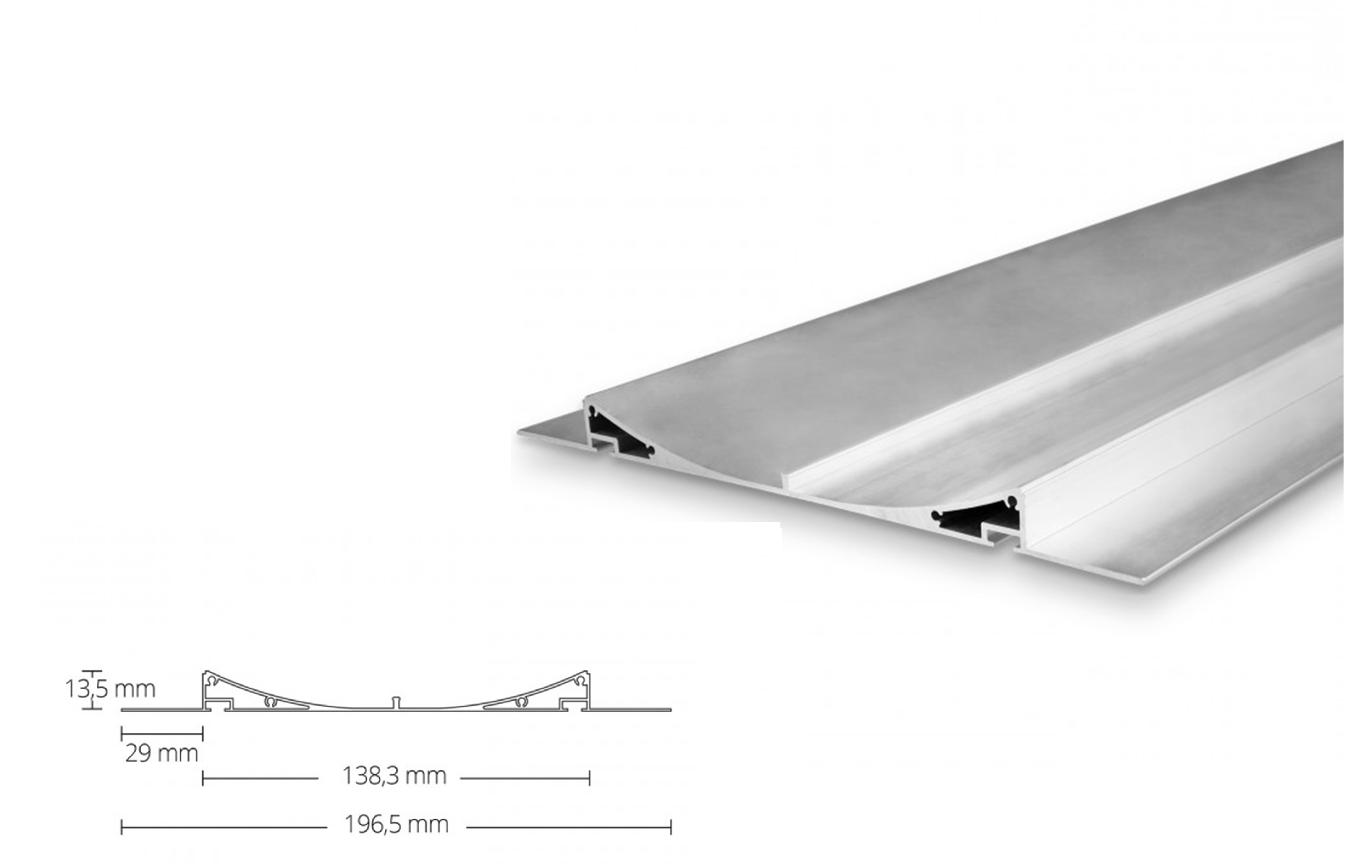 ALU-945911 LED aluminum drywall profile AL-PU47 silver 2m