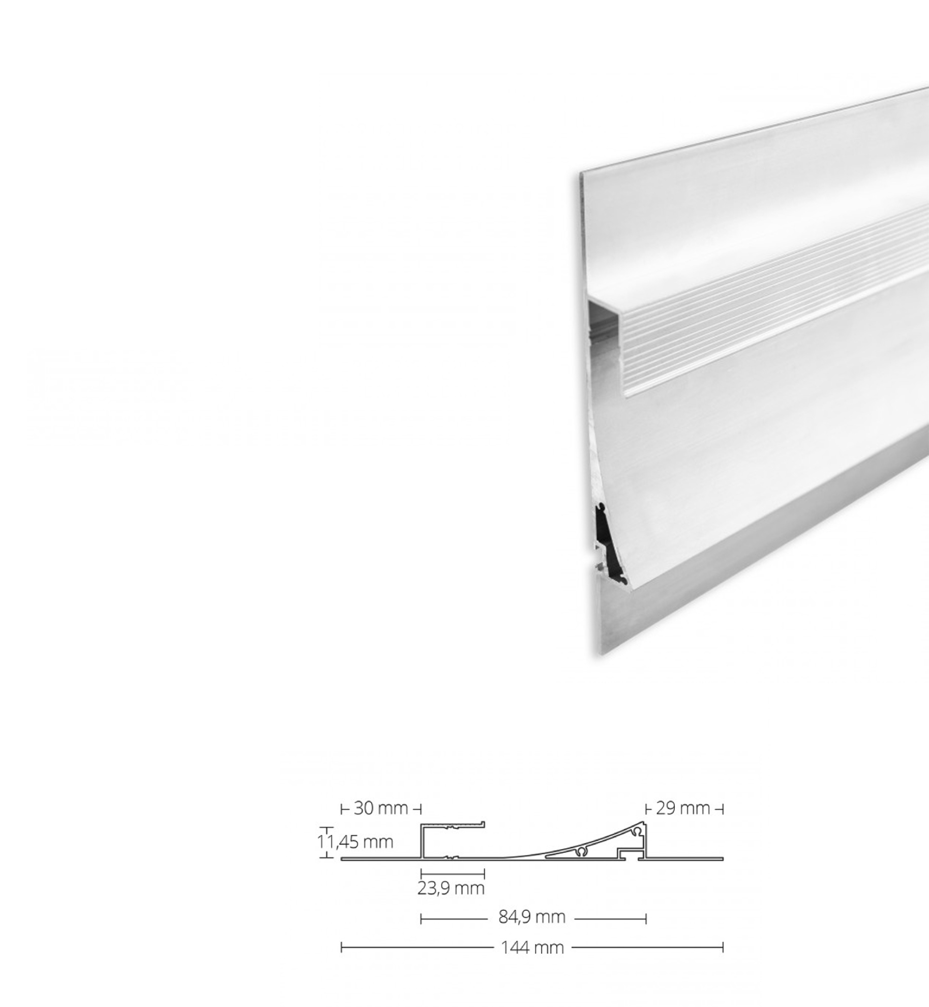 ALU-945912 LED aluminum drywall profile AL-PU48 white 2m