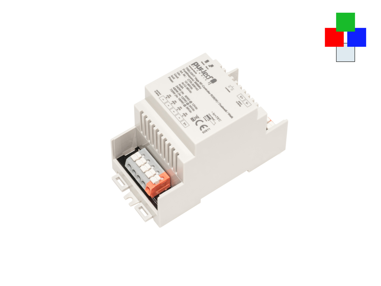 ctr-309143_trelight_vega_rf-controller-hutschiene_1600 TRELIGHT Vega Funk Controller RGBW 4x5A DIN Rail