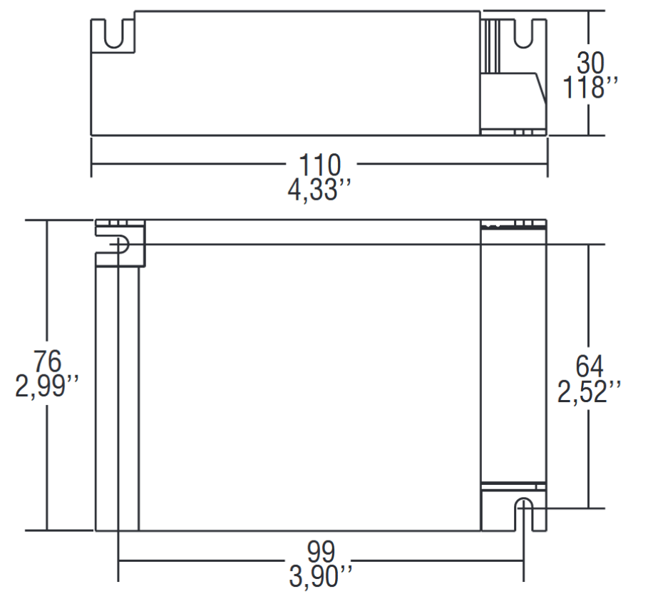 Gehäuse Abmessungen TCI MP55 built-in