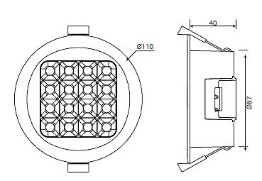 1794-EVA-4 LED IP54 EVA Abmessungen 67mm
