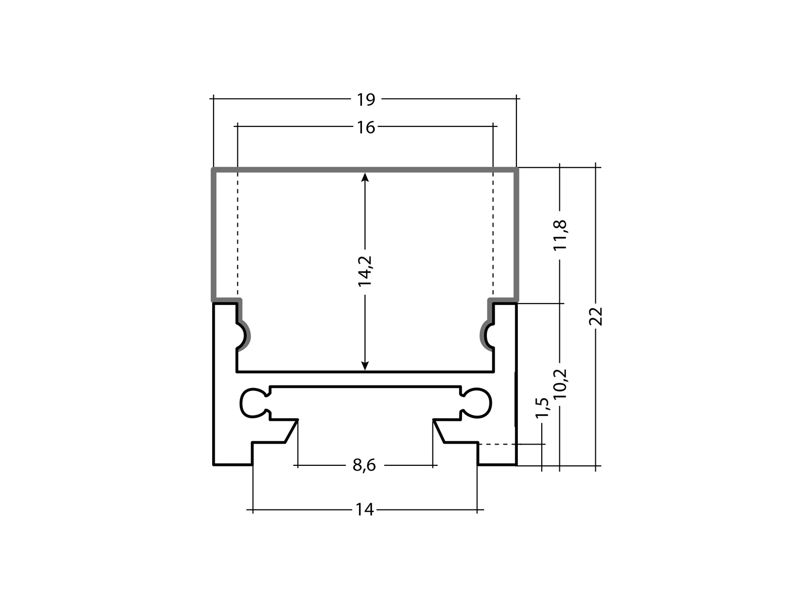 LED aluminum profile XXLine Define silver with cover LED aluminum profile XXLine Define silver with cover