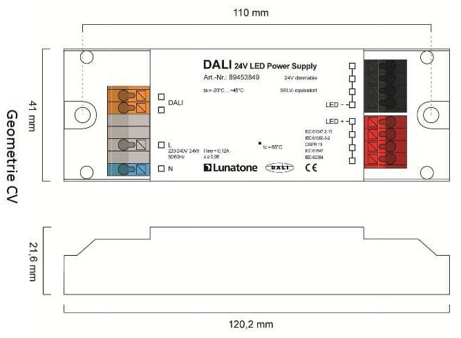 DALI Netzteil Abmessungen