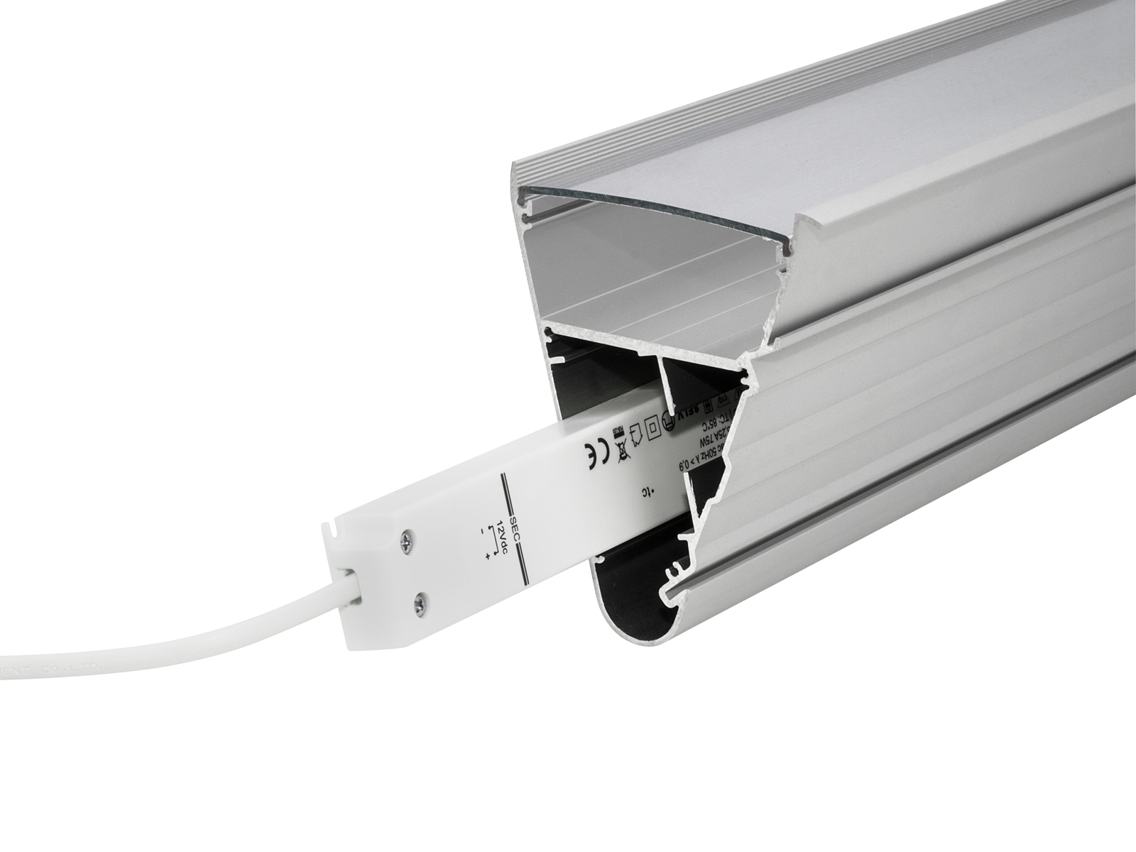 LED aluminum triangle profile silver with cover