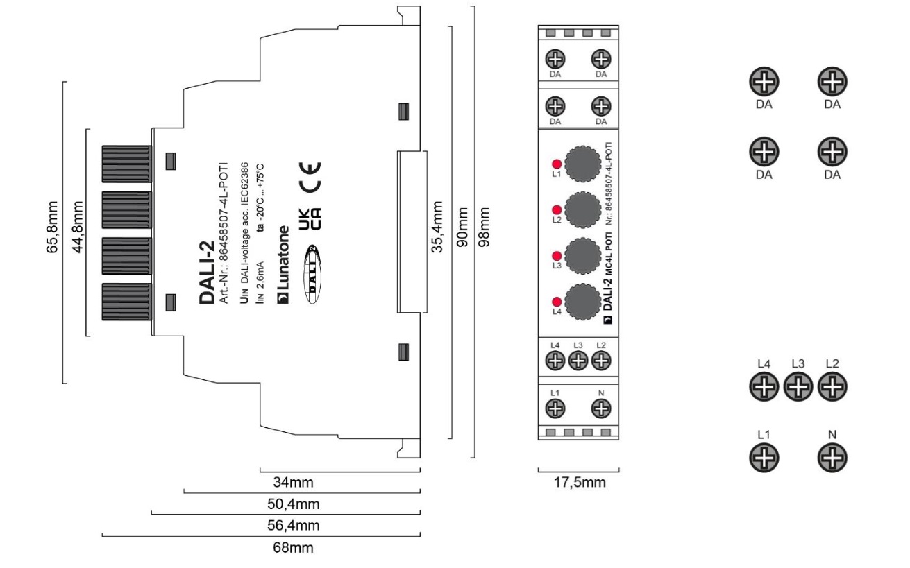 DALI MC4L Control module with 4 L inputs | 86458507 DALI MC4L Control module with 4 L inputs | 86458507