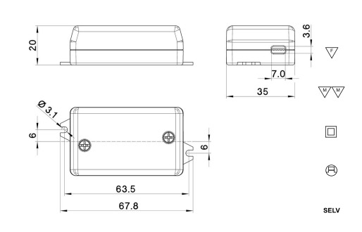 LED power supply unit with constant current - 24V 350mA / 12V 700mA 