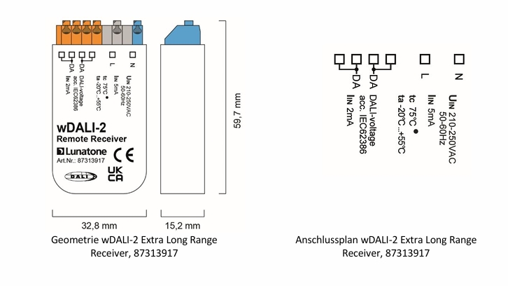 Abmessungen Receiver 87313917.jpeg wDALI-2 Extra Long Range Receiver