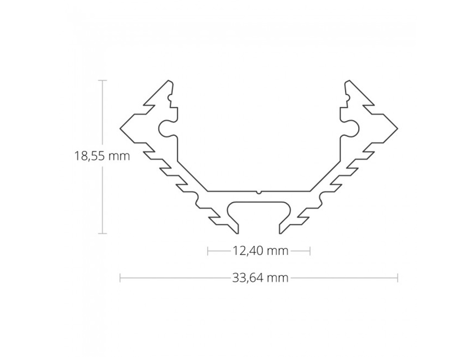 Aluminum corner profile AL-PU60 45° silver 2m