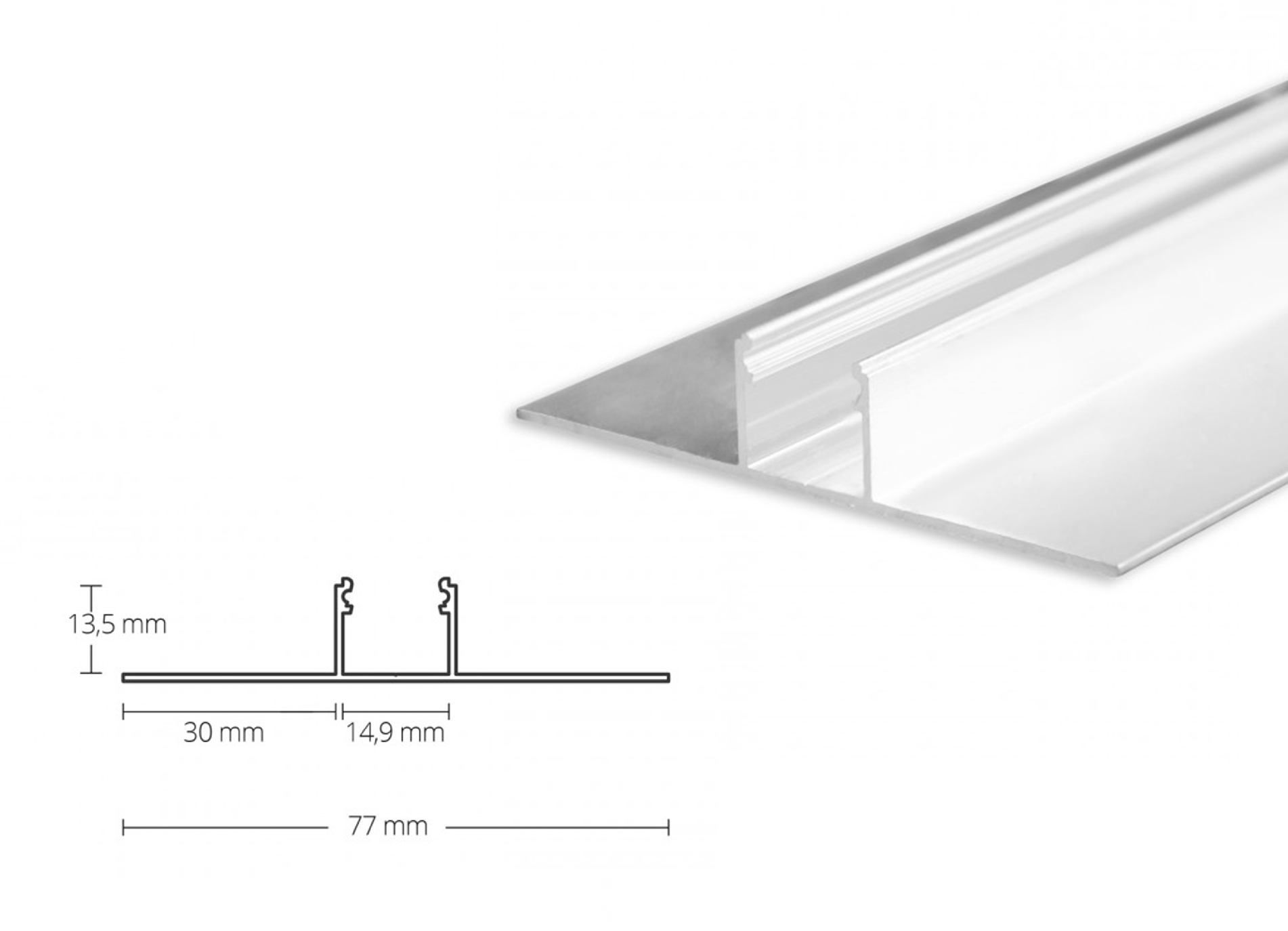 LED aluminum drywall profile AL-PU41 light line silver 2m 