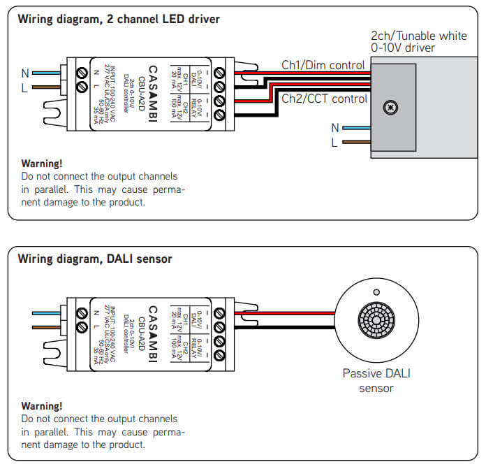 CBU-A2D Beschaltung mit Sensor CBU A2D Anwendung mit EVG oder Sensor