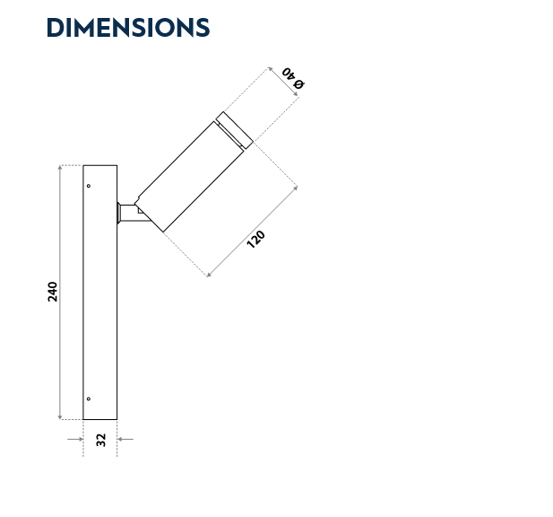 Illuxtron Pointer Spot WL LV Adjustable Abmessungen