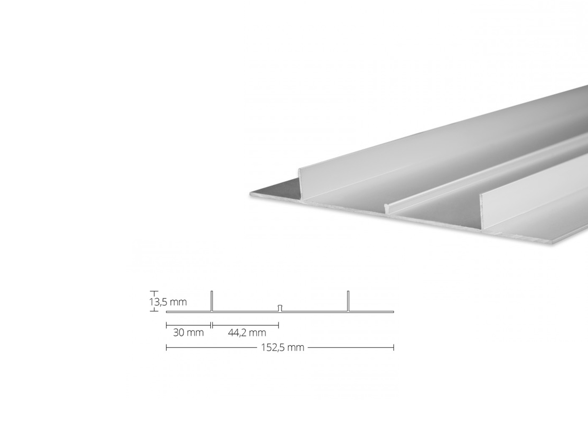 LED aluminum drywall profile AL-PU46 silver 2m LED aluminum drywall profile AL-PU46 silver 2m