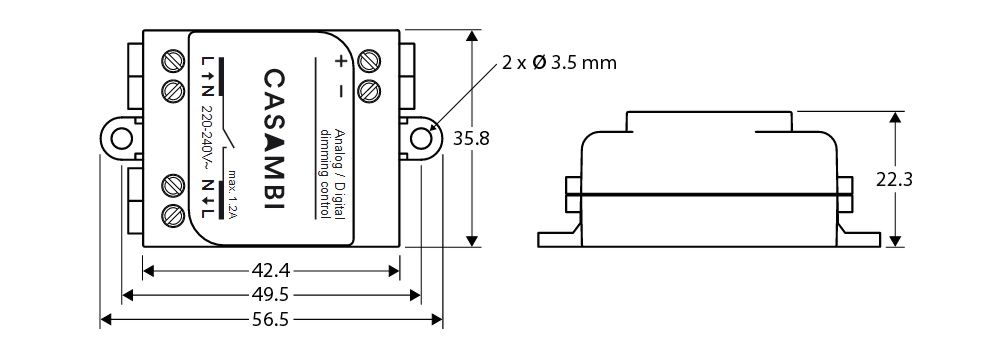 1-10V Dimmer mit Casambi abmessungen Abmessungen Casambi