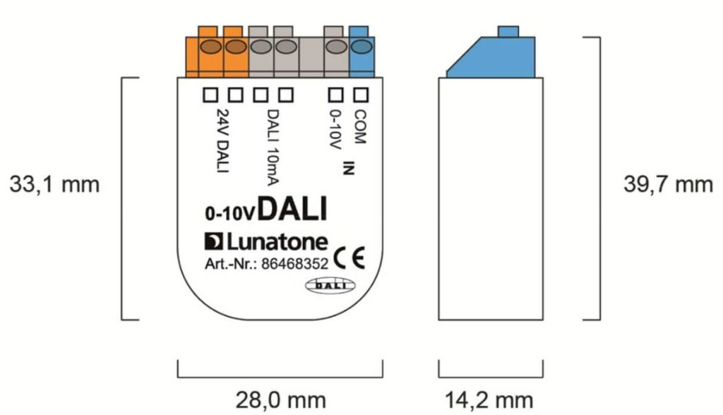 DALI Konverter Produktmaße DALI Konverter Produktmaße
