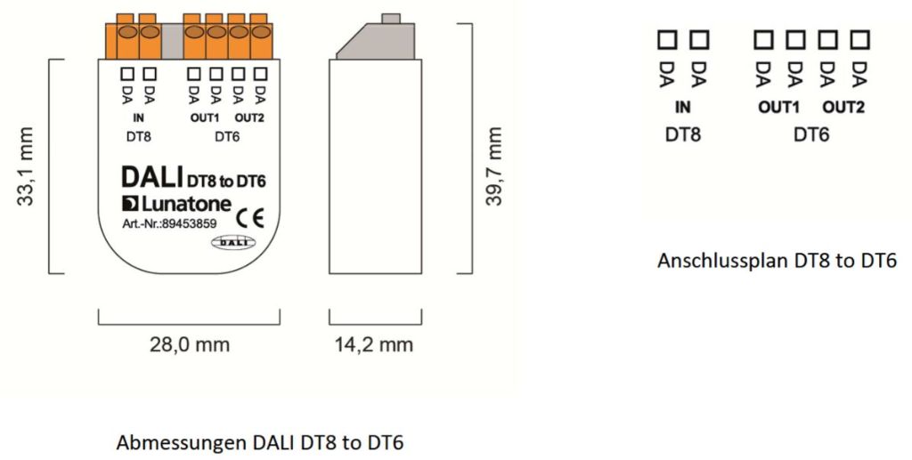 DALI DT8 to DT6 Converter DALI DT8 to DT6 Converter