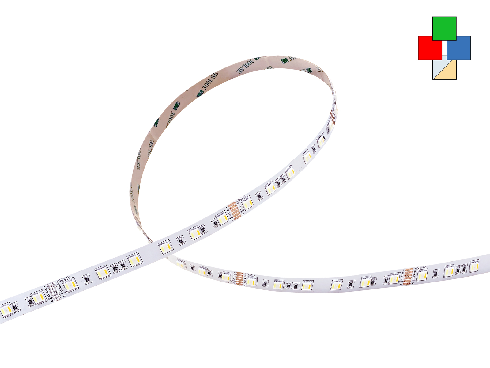24V LED Streifen RGB-WW-KW 5 Kanal 60LEDs/m