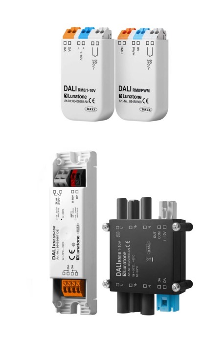 Lunatone DALI RM8/16 – DALI interface 1–10 V / PWM with relay