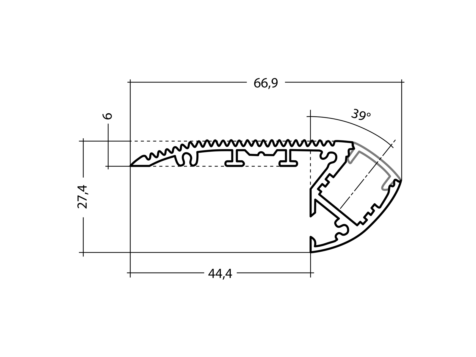Maße für Aluprofil Stufen