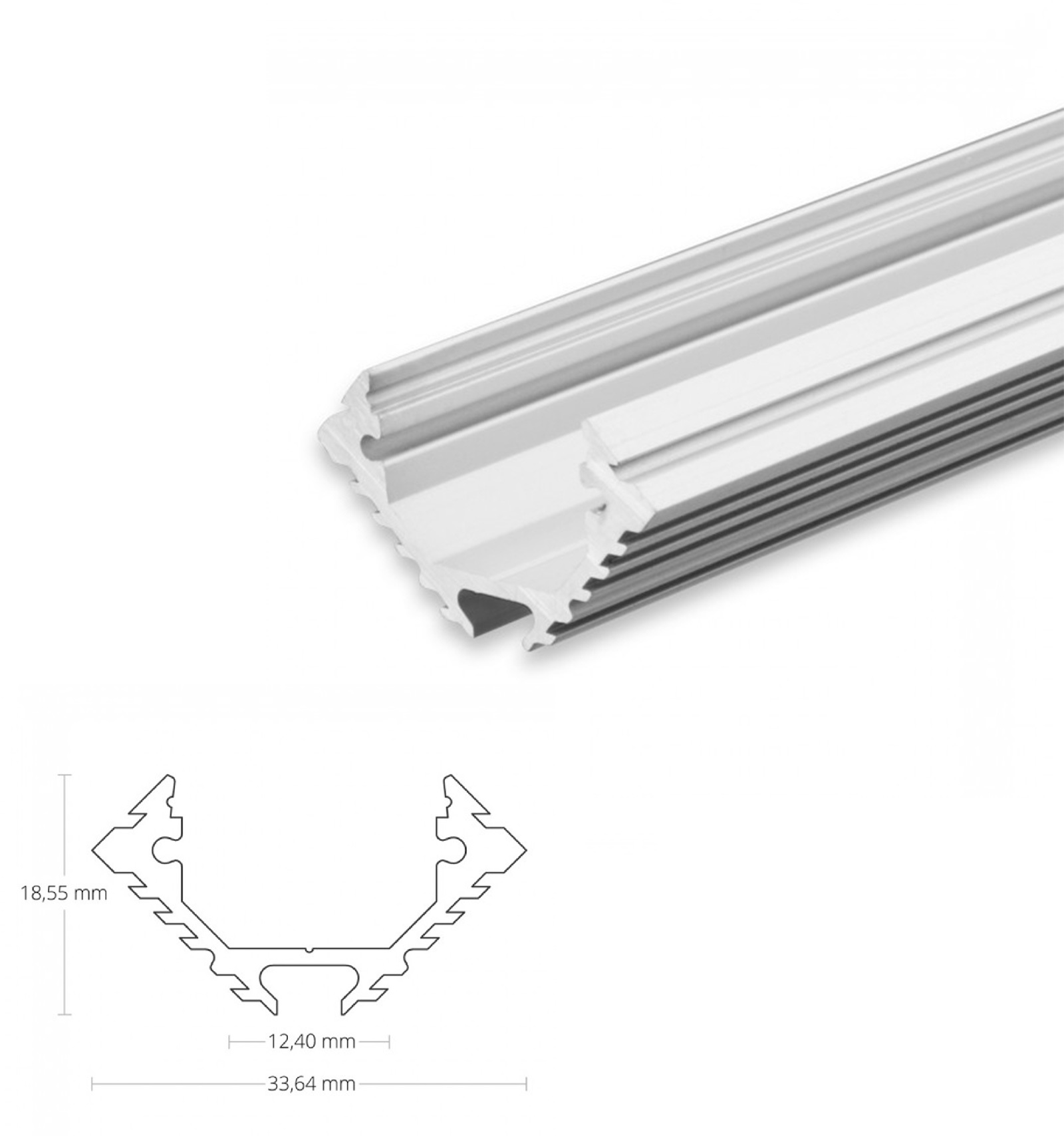 Aluminum corner profile AL-PU60 45° silver 2m Aluminum corner profile AL-PU60 45° silver 2m