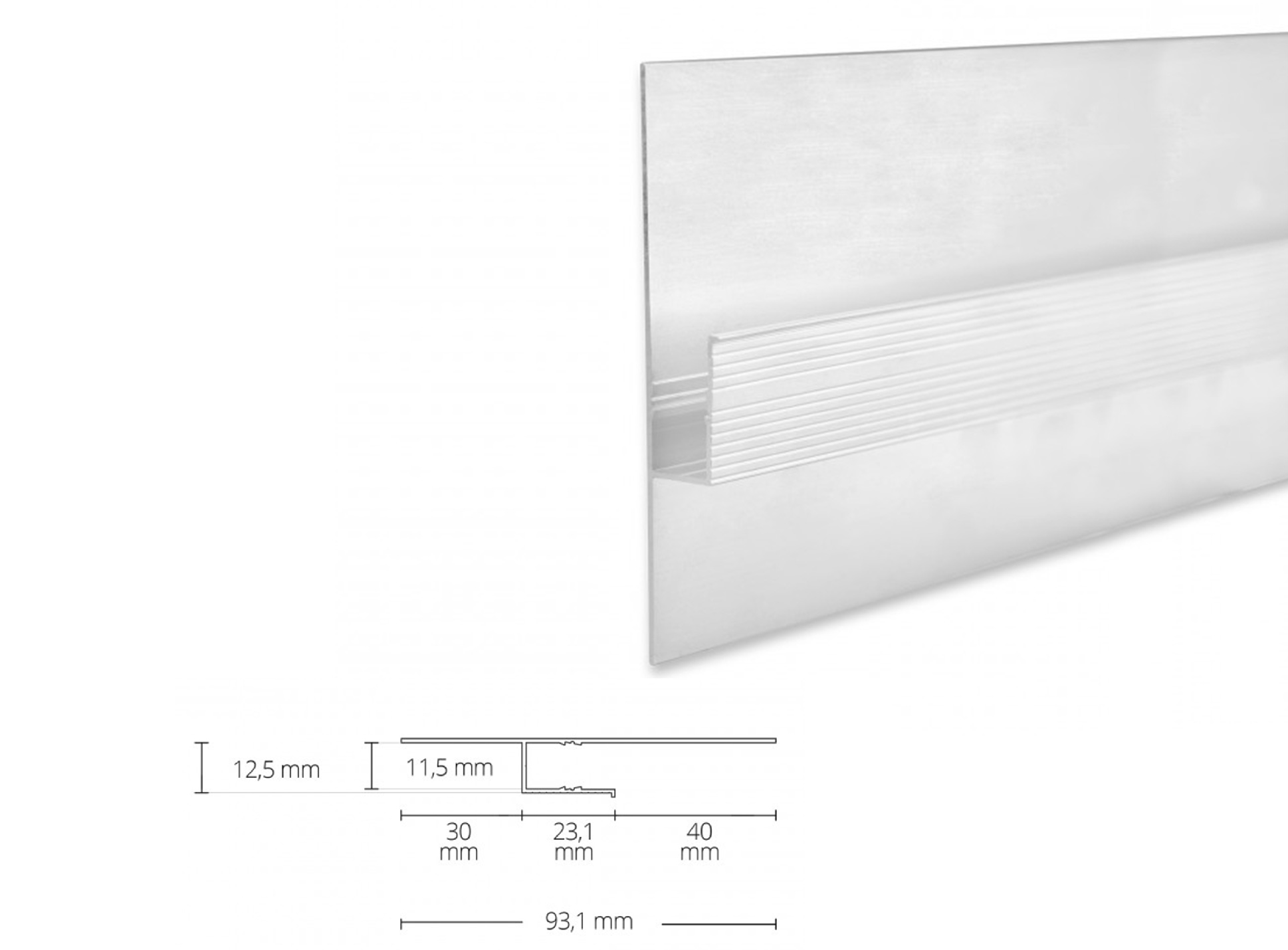 LED aluminum drywall profile AL-PU40 cove strip white 2m 