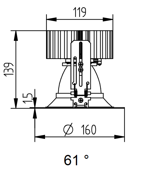 Abmessungen K-View Downlight 61° Abmessungen K-View Downlight 61°