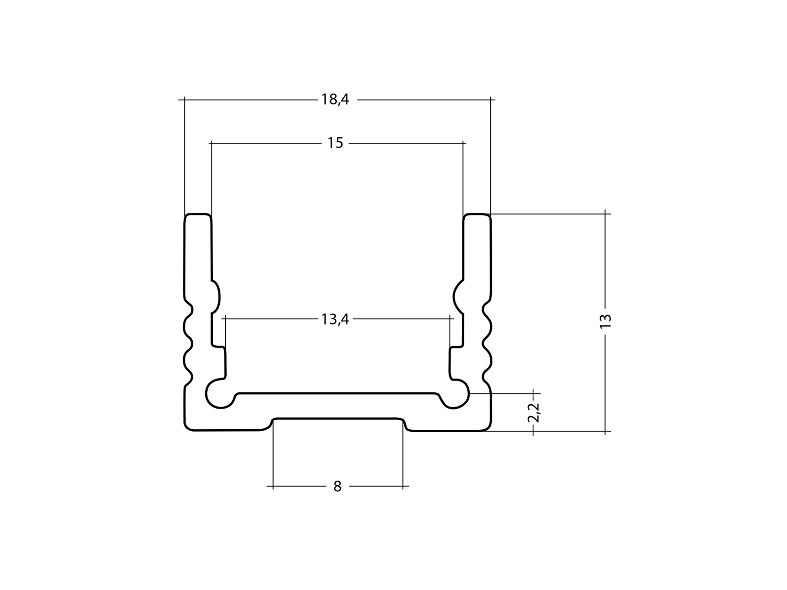 Aluminum U-profile 13mm XXLine classic with cover 