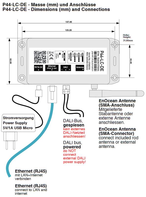 P44 enocean hue dali anschlüsse