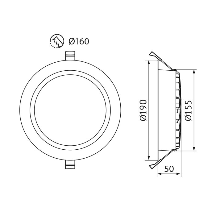 LED recessed luminaire IP54 light color switchable