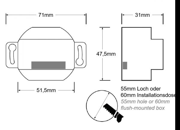 Casambi funk dimmer 300Watt TED Abmessungen