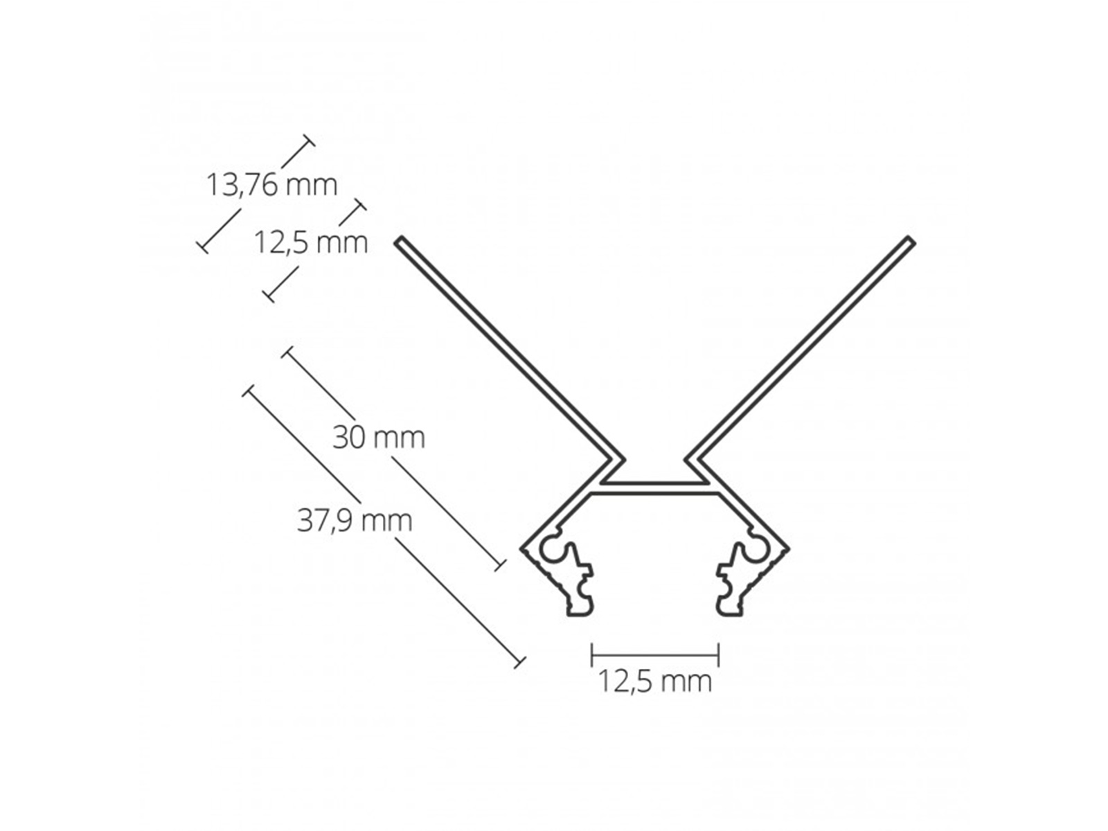 LED aluminum drywall profile AL-PU45 outside corner silver 2m LED aluminum drywall profile AL-PU45 outside corner silver 2m