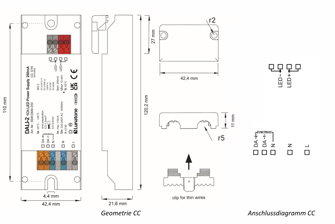 DALI Netzteil Abmessungen