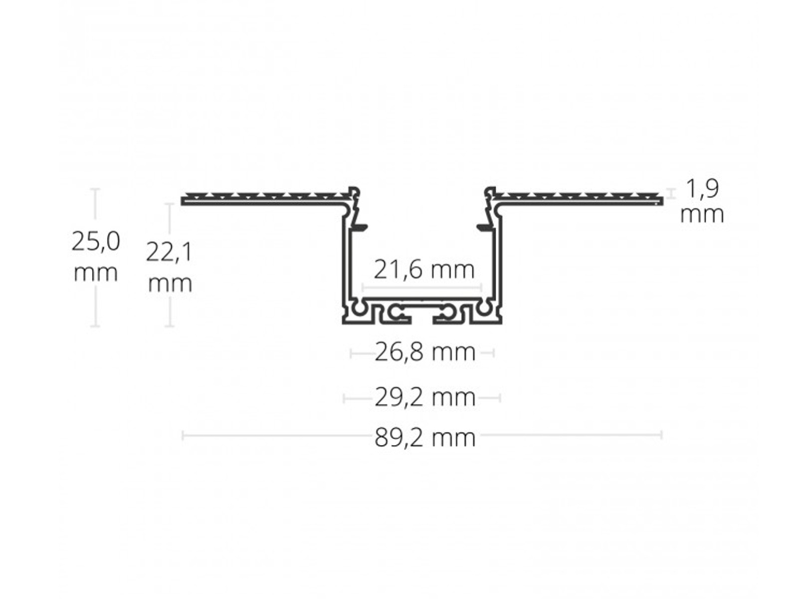 LED aluminum drywall profile AL-PU49 silver 2m LED aluminum drywall profile AL-PU49 silver 2m