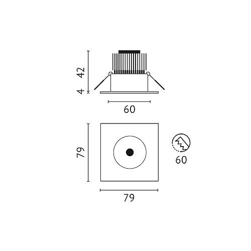 Oberfläche weiß des eckigen downlight