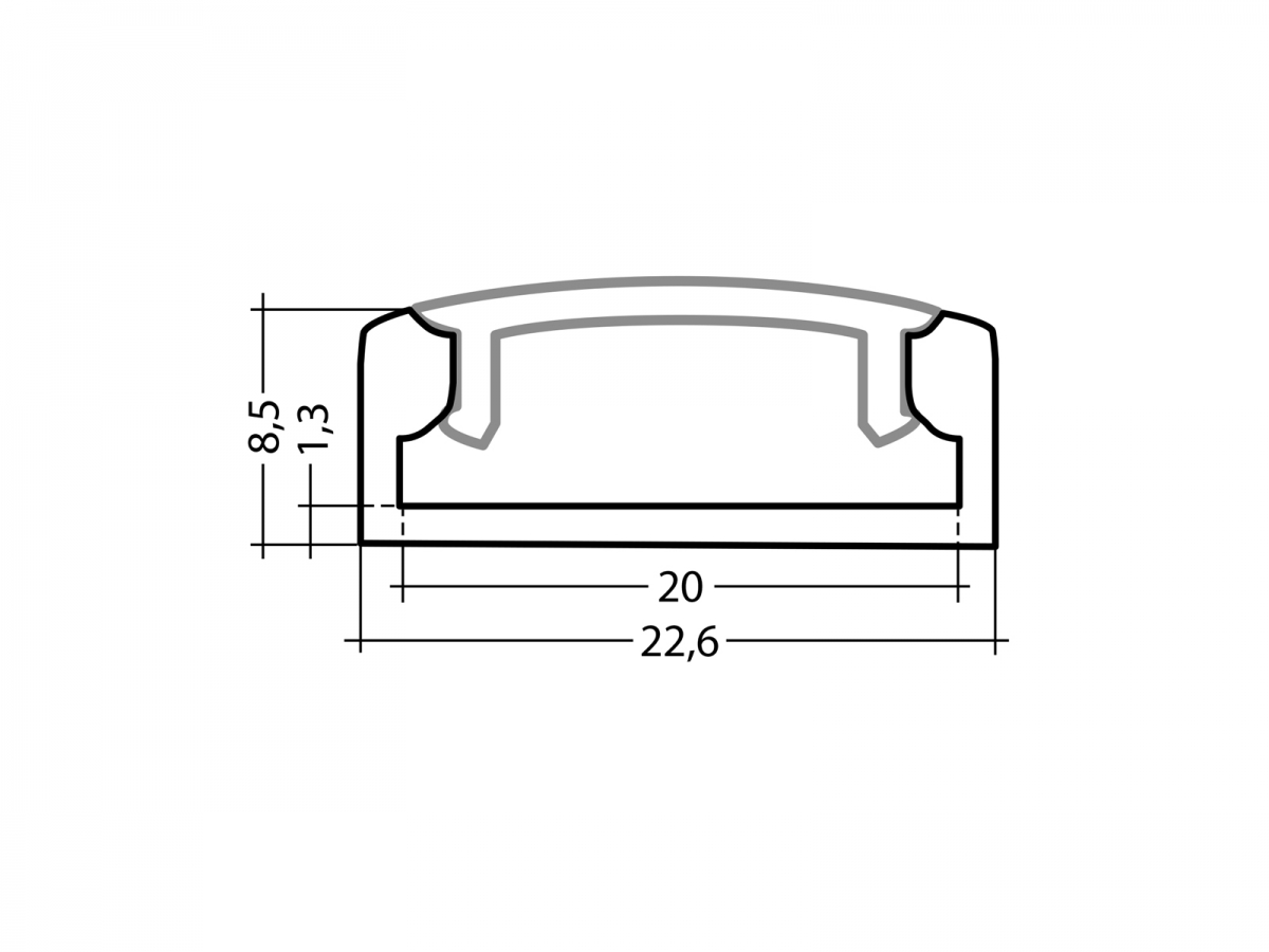 U-Profil Slim-XL Abmessung